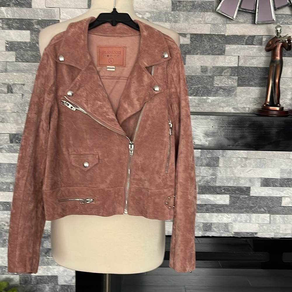Blank NYC Girls Faux Leather Moto Jacket Pale Pink Size L